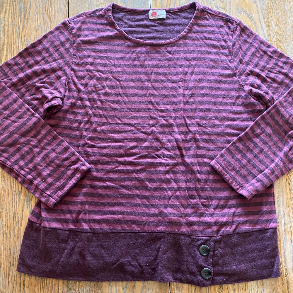 LINNEA super soft cotton bl knit stripe top/XL